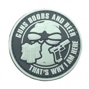 Нашивка PVC/ПВХ с велкро Guns, Boobs & Beer PVC Олива